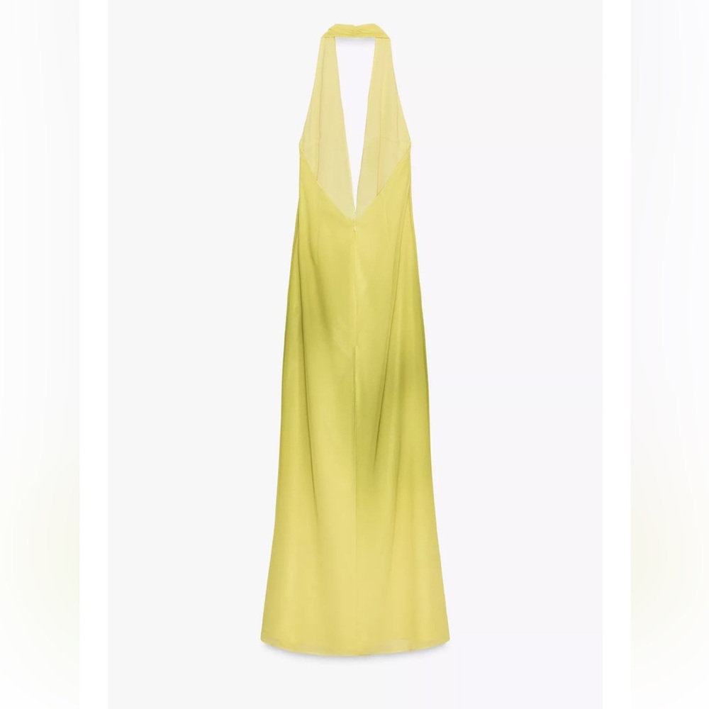 Elegant Lime Halter Maxi Dress - Picture 5 of 6